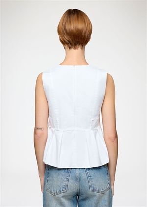 Stretch cotton v-neck pocket top Bright White A1040124 Ganni 